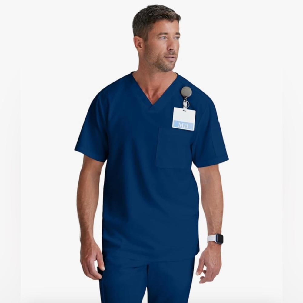 BARCO Grey's Anatomy Spandex Stretch Direct - Rapid Scrub Top for Men, Medium